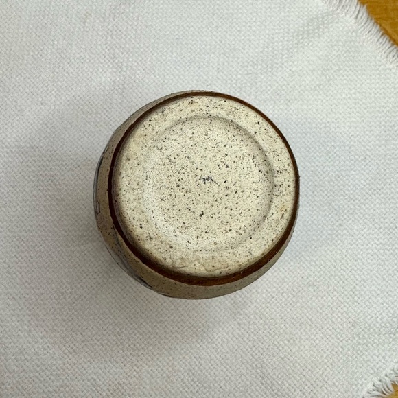 Tonala Mexican Sand Pottery Vase Hand Painted Blue Flowers - Picture 7 of 10